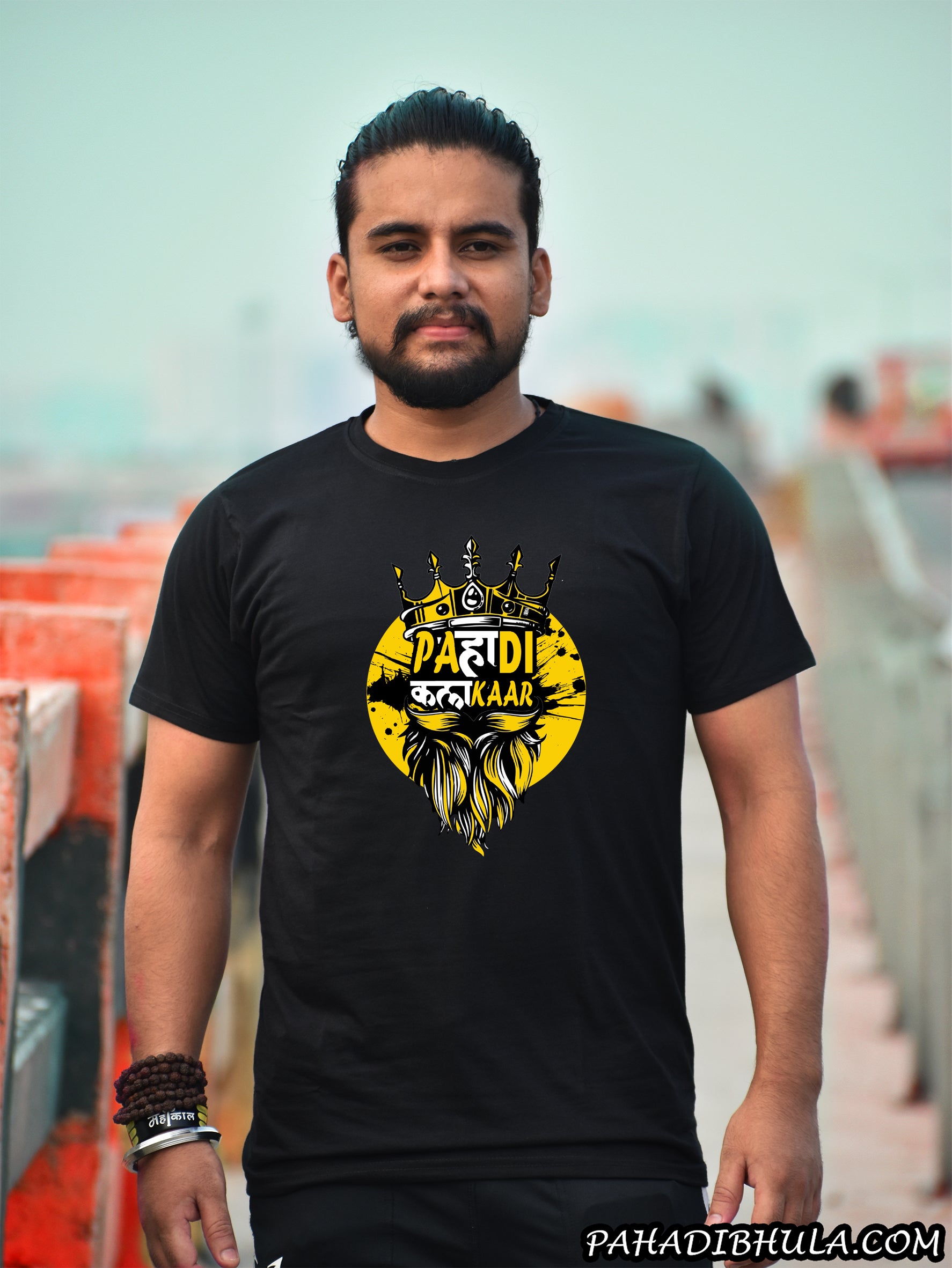 Pahadi Kalakar Black  Cotton T-shirt
