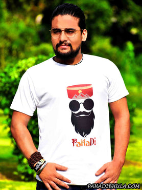 Pahadi Style White Polyester T-shirt