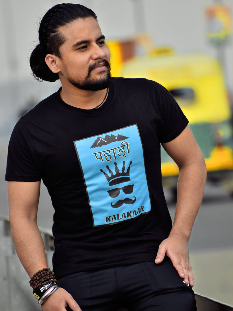 Pahadi Kalakar Black  Cotton T-shirt