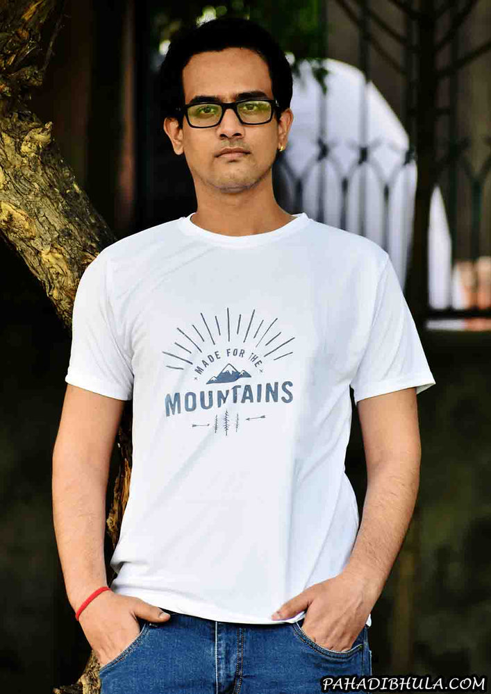Made for the Mountains white Poly Cotton T-shirt