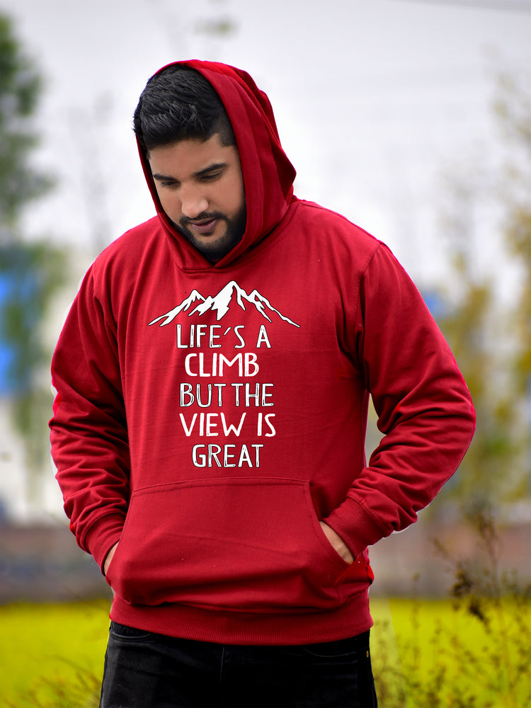 Life is a climb mahroon hoodie with cap
