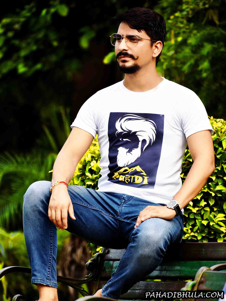 Modern Pahadi White Poly cotton T shirt