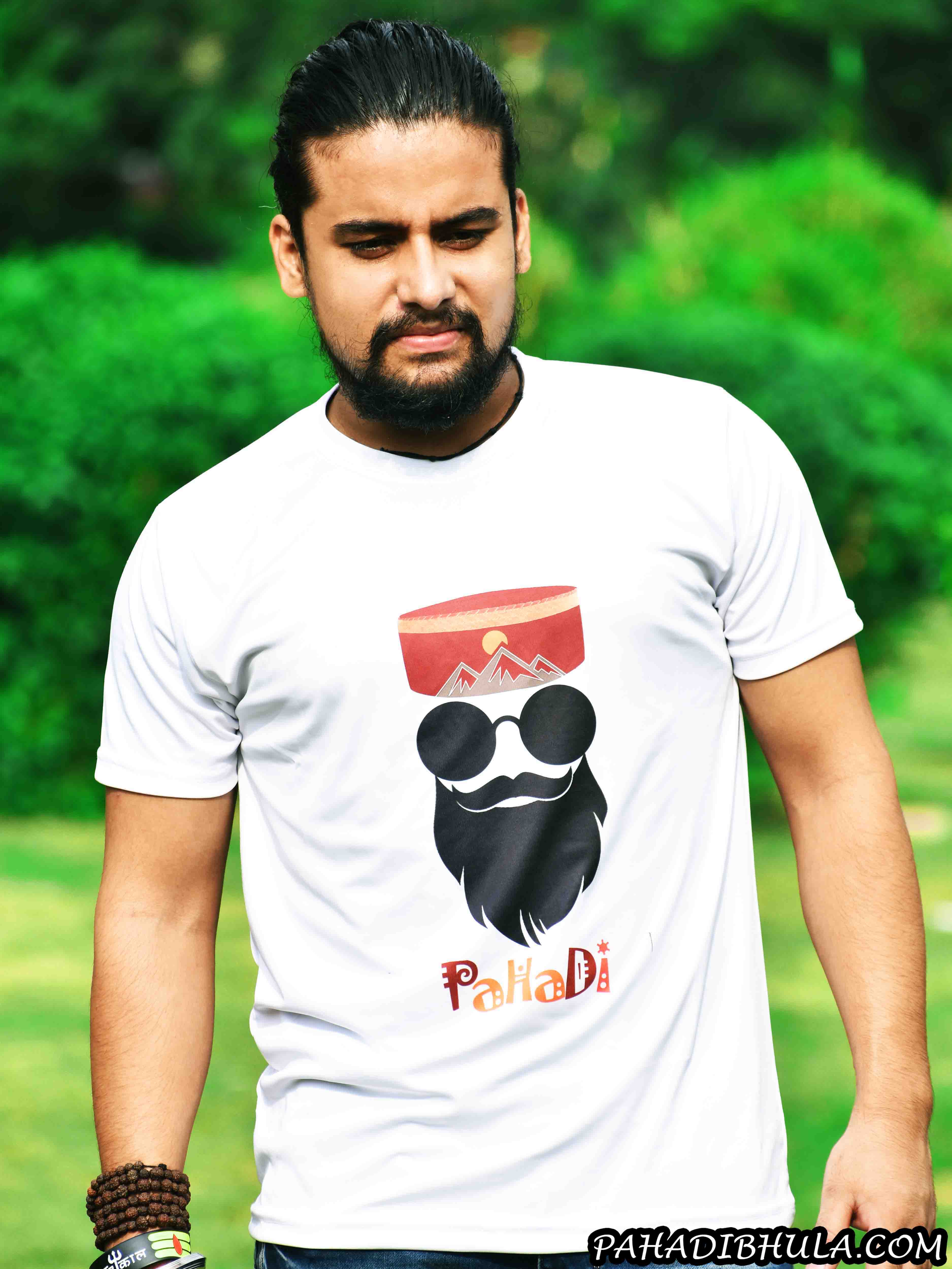 Pahadi Style White Polyester T-shirt