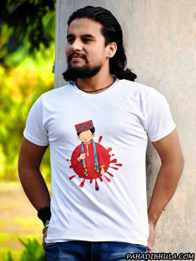 Traditional Pahadi Round Neck White T shirt